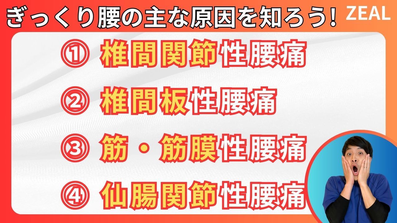 岡山県倉敷市西中新田６２１−４｜ジール鍼灸整骨院倉敷院｜ぎっくり腰の原因